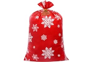 Sofier Large Christmas Gift Bags 36"x56" Holiday Gift Wrap Jumbo Christmas Bag for Gifts Giant Sacks for Presents Big Xmas Plastic Gifts Bags (Red Snowflake)