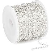 33 Feet Silver Satellite Cable Chains Roll, 2MM Silver Plated Brass Ball Beaded Cable Link Chains Spool Bulk for Jewelry Making DIY Craft