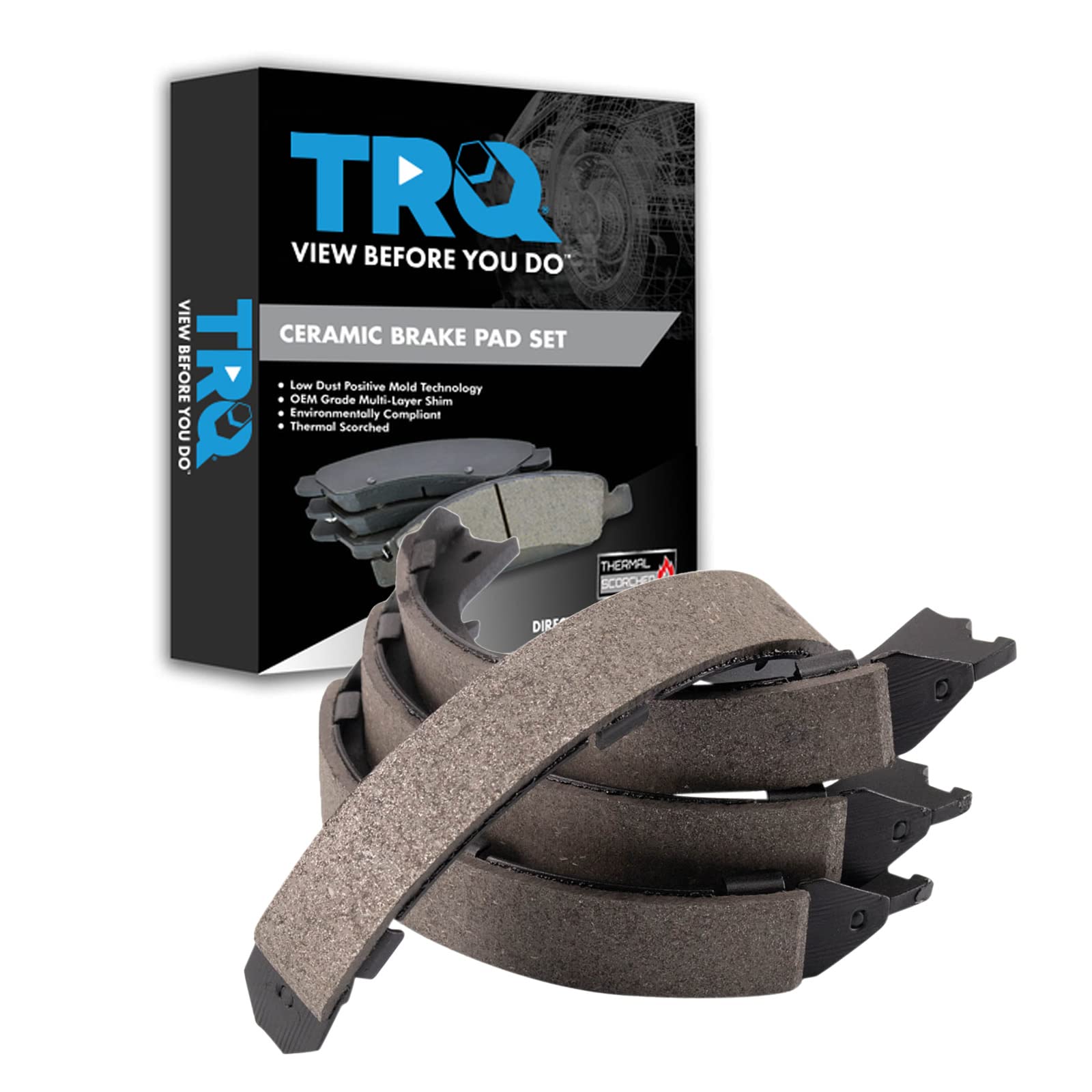 TRQ Rear Parking Brake Shoe Set Compatible with