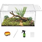 【No Assembly】 Reptile Tank Enclosure with Magnetic Button.16" * 10" * 8" Thicken Snake Enclosure Cage,Batch Stackable Reptile Breeding Tank for Insect,Fish,Tarantula,Hermit Crab,Jumping Spider