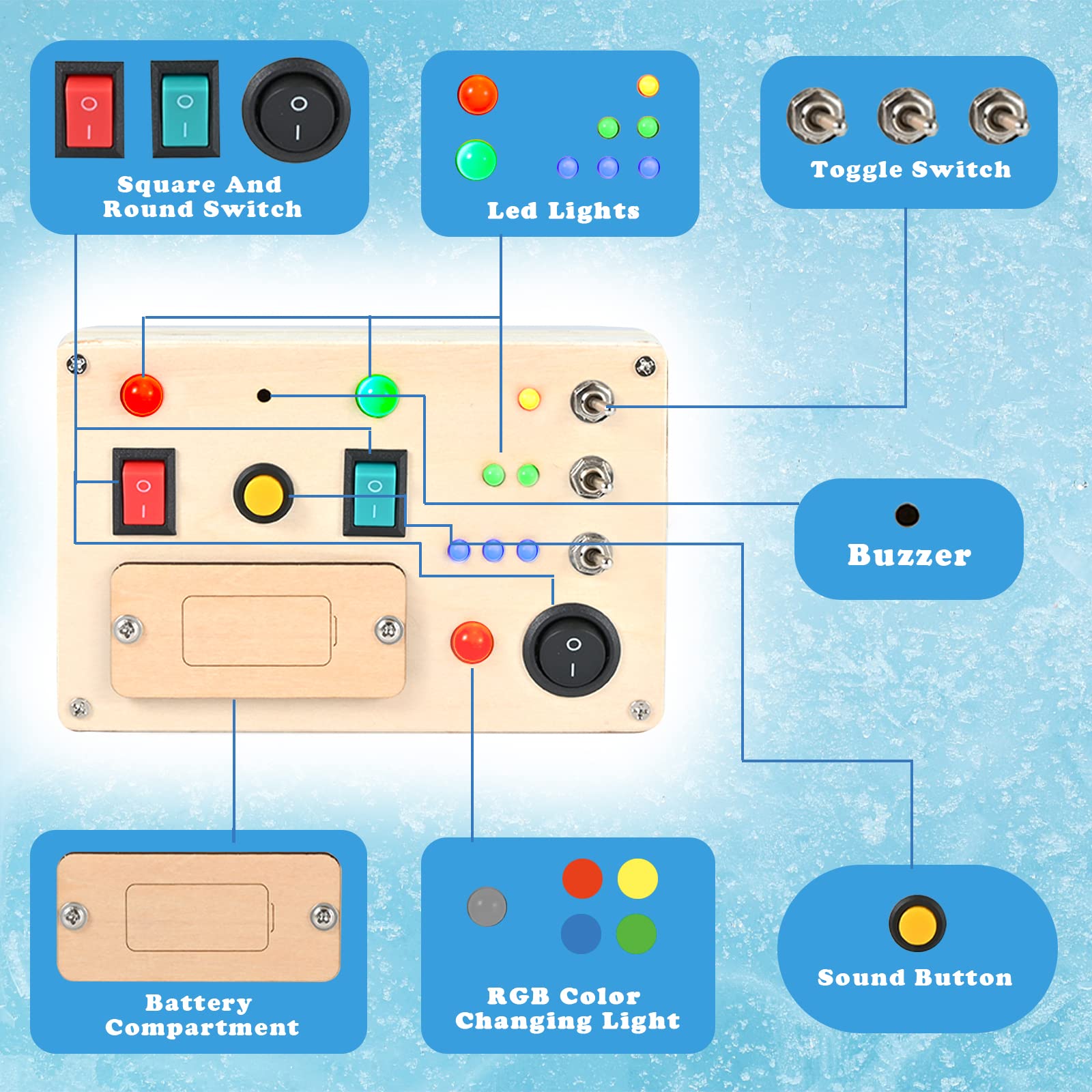 Mua LED Light Switch Busy Board Montessori Toy with Button for Kids ...