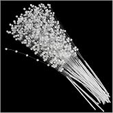 SQXBK 50PCS 4mm White Pearl Garland Beading on Wire Stems Beads Wreath Wedding Pearl Bridal Bouquet Party Decor Beaded Strand DIY Garland Bridal Wedding Pearl Bouquet Home Party Decor Craft