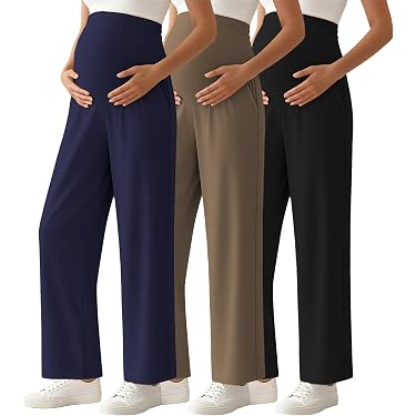 navy blue maternity dress pants Navy Striped Drawstring Linen Blend Maternity Wide Leg Pants PinkBlush