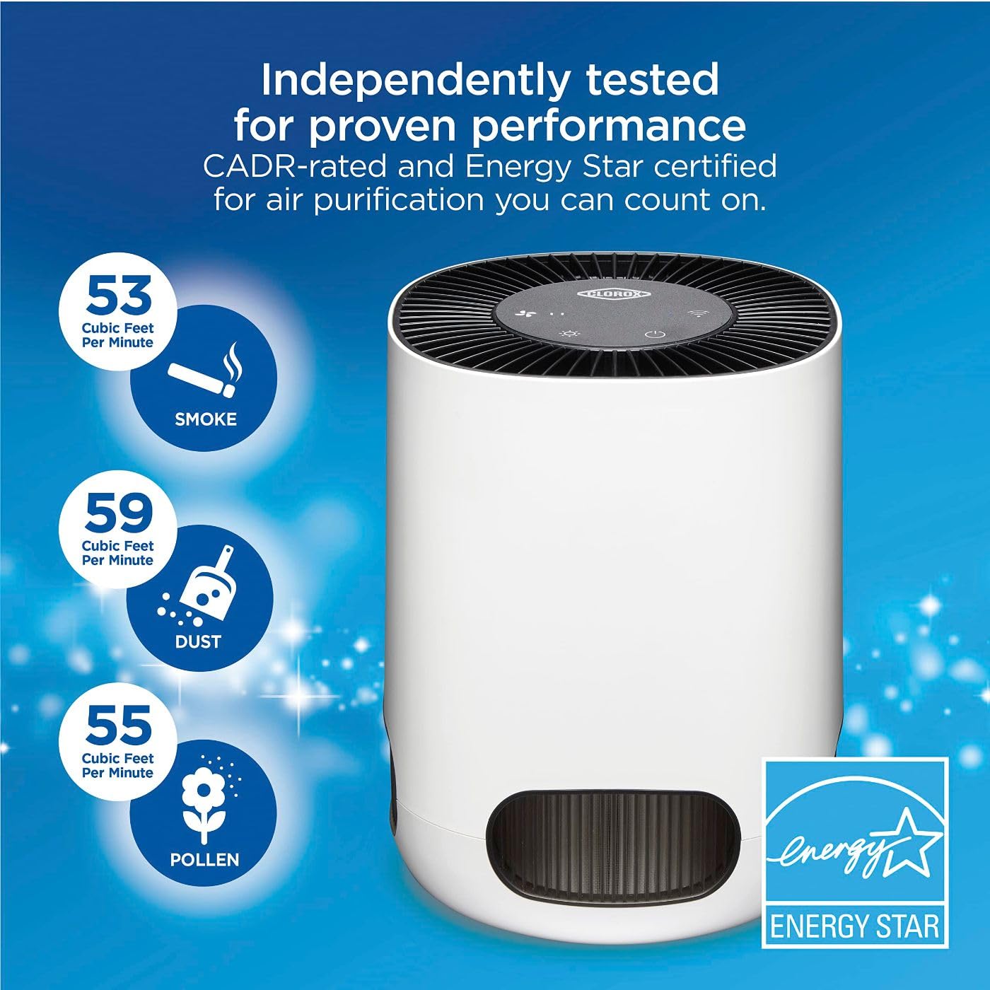Clorox Smart Air Purifiers for Bedroom Home, True HEPA Filter, Works with Alexa, Small Rooms up to 200 Sq Ft, Removes 99.9% of Viruses, Wildfire Smoke, Mold, Allergies, Dust, AUTO Mode, Whisper Quiet