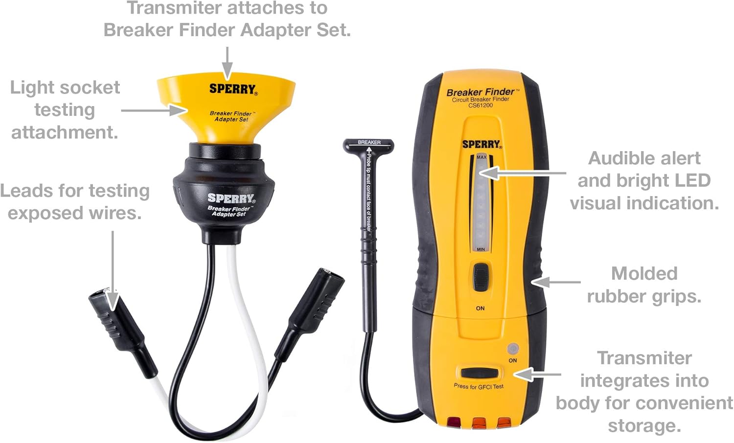 Sperry Instruments CS61200P Electrical, 120V AC, 60Hz, Includes: CS61200AS Light and Switch, 2 Pc Circuit Breaker Finder and Accessory Kit, As shown in the image - Miniature Circuit Breakers - 