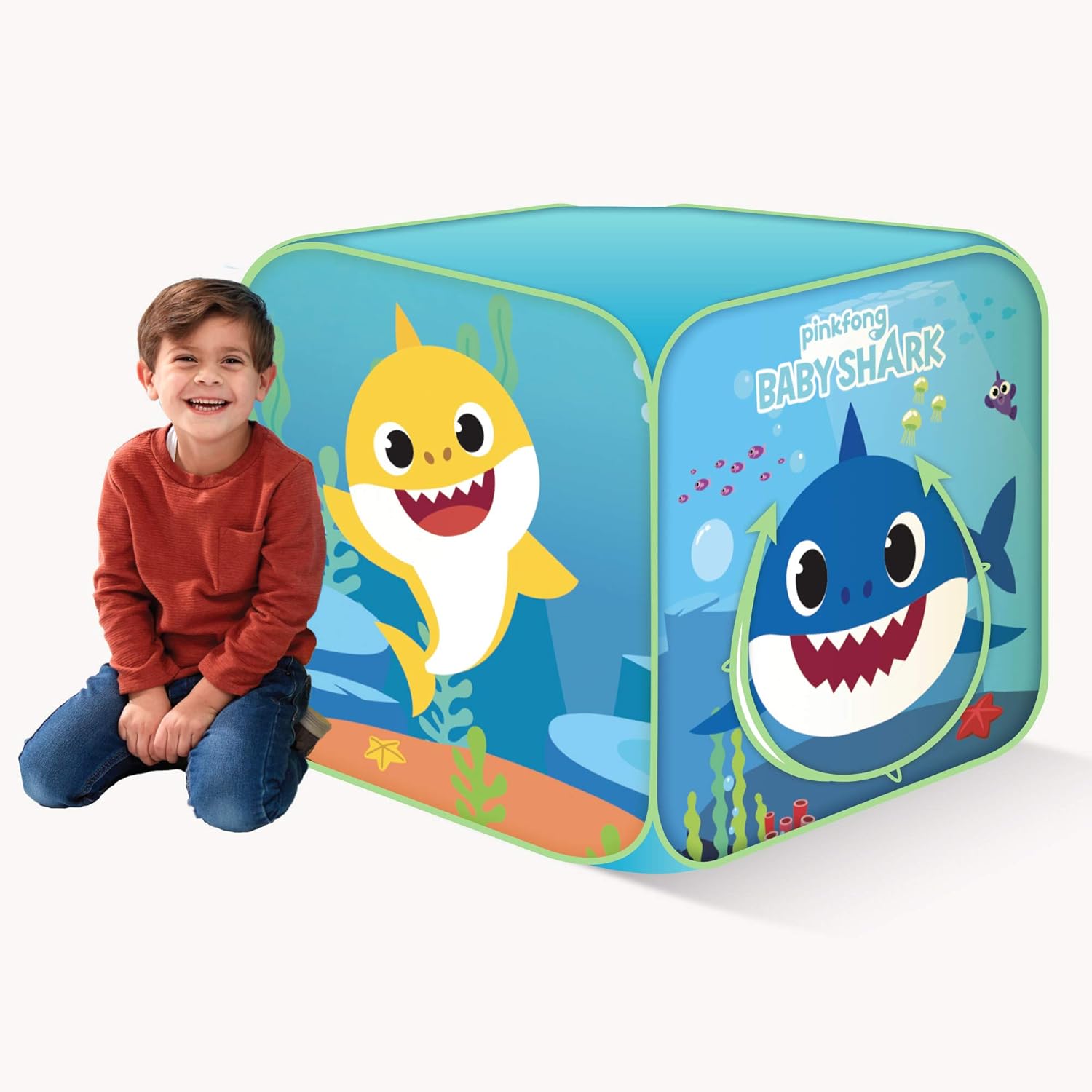 Basic Fun Playhut Pinkfong Baby Shark Classic Cube Pop-Up Play Tent Preschool Gift for Kids