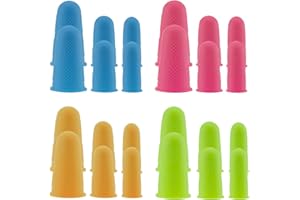 SAVITA 24PCS Silicone Finger Protectors Colored Rubber Finger Tips Finger Cover Caps for Hot Glue Sewing Crafts Wax Resin Hon