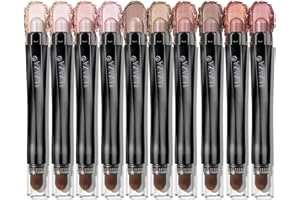 LUXAZA PRO Brown Eyeshadow Stick Makeup Set 10PCS, Neutral Shimmer And Matte Cream Eye Shadow Palette, Metallic Bronze Smoky Eyeliner Brightener Crayon Pencil Kit, Ideal Gift for Women -Love's Gifts