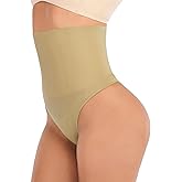Hioffer Thong Shapewear for Women Tummy Control Seamless High Waist Shaping Thong Panties Stomach Body Shaper Underwear
