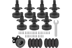 LITLANDSTAR Heavy Duty Furniture Levelers, 8 Pack 3/8"-16 Threaded Leveling Feet Furniture Levelers Table Feet Adjustable Leg Levelers for Table/ Chair/Sofa/Desk/Cabinet/Workbench, Supports 2640LBs-Black