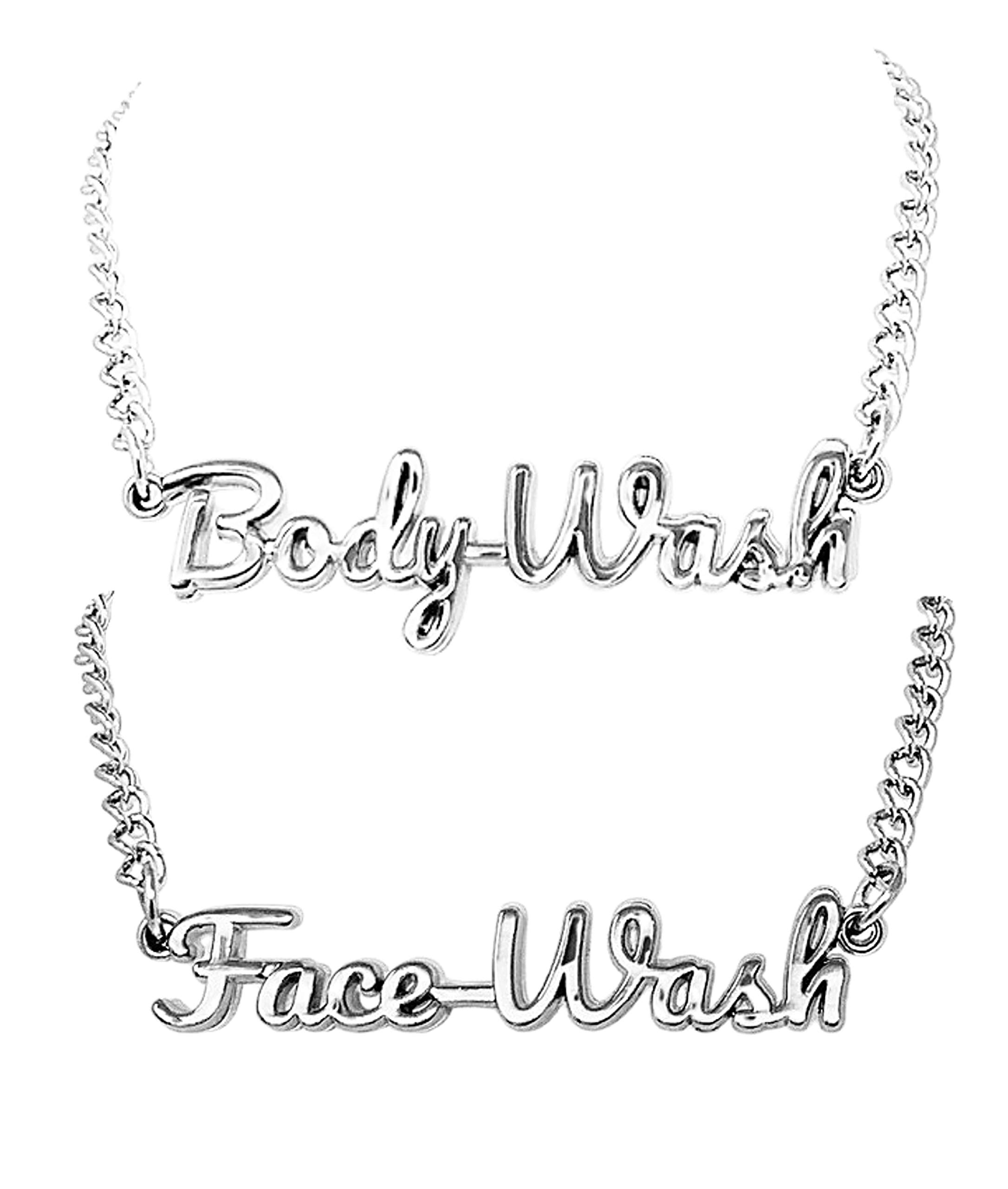 KreaSHen Face Wash and Body Wash Label Tags 2pcs Set (Silver Face Wash and Body Wash Tags)