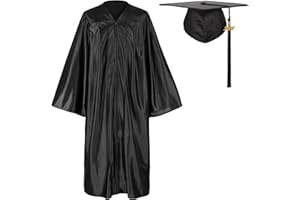Erligo Unisex Shiny Graduation Gown and Cap Set with Tassel for Middle High School Bachelor