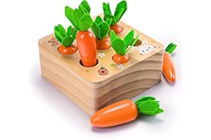 Ancaixin Montessori Toys for Babies 6-12 Months, Wooden Toys for 1 Year Old Boys and Girls, Educational Carrot Harvest Toy for Toddlers, Shape Sorting Matching Puzzle, Developmental Birthday Gifts