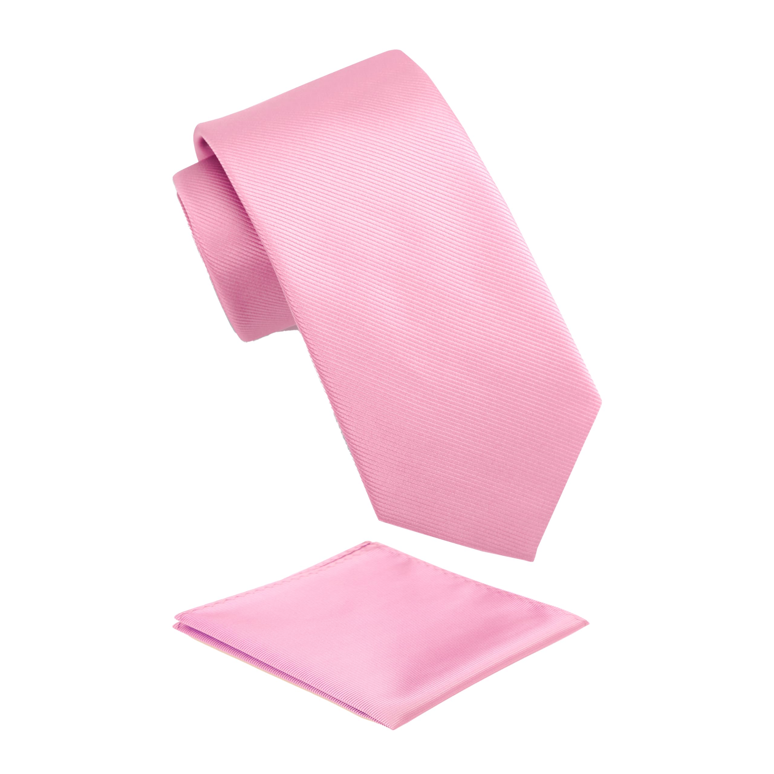 Photo 1 of fortunatever Mens Solid Color Tie,Slim&Formal Necktie With Multiple Colors+Pocket Square(2.36''&3.35'') (Pink, 3.35'' Width)