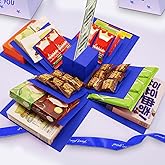 5-Layer creative explosion gift box, gift wrap box. Creating a 5-Layer of various gifts by yourself. An ideal, mysterious self-made gift for birthday, Christmas and anniversaries. (Blue, Square)