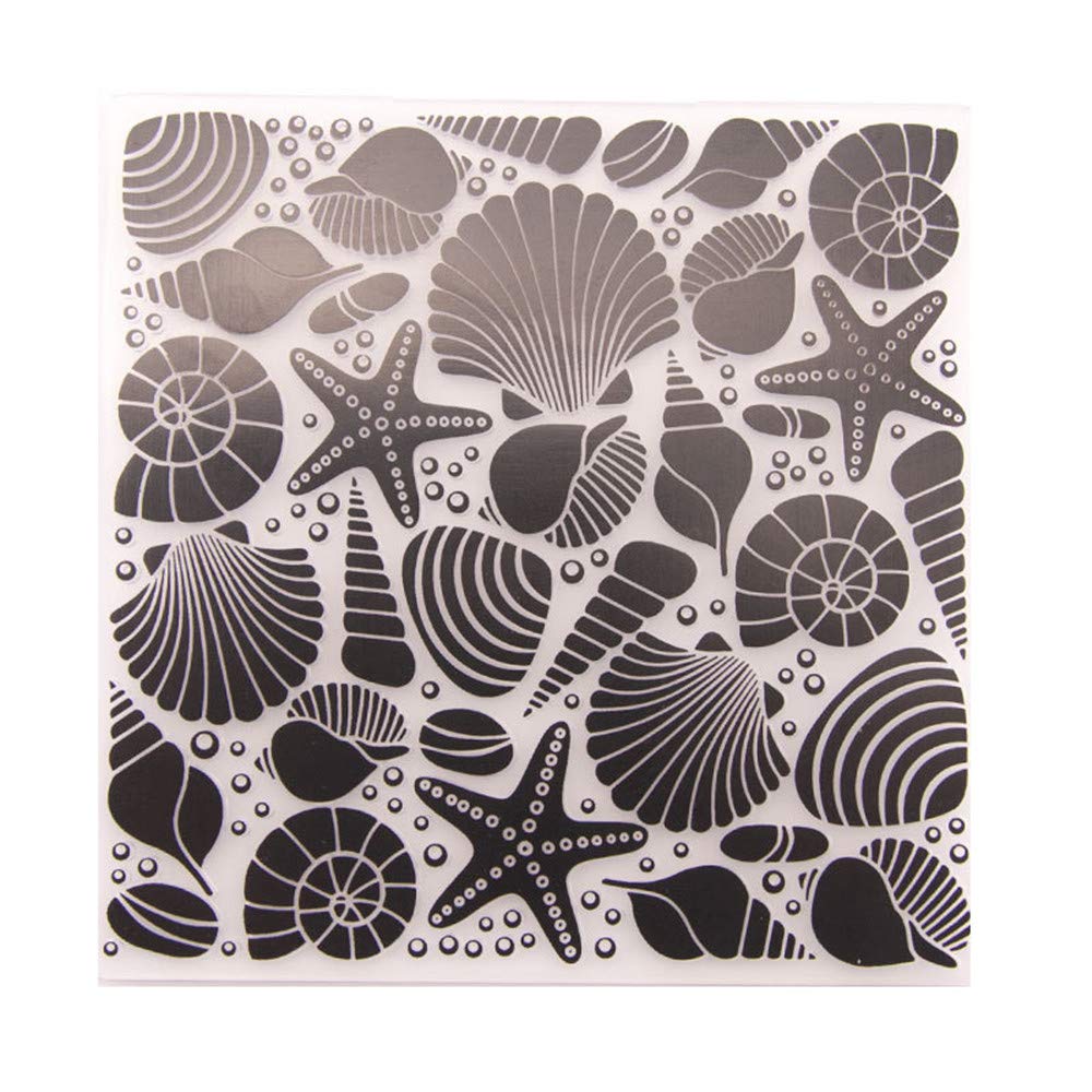 arriettycraft Seashell Sea Star Background Plastic Embossing Folders for DIY Card Making Decoration Stencil Scrapbooking Tools
