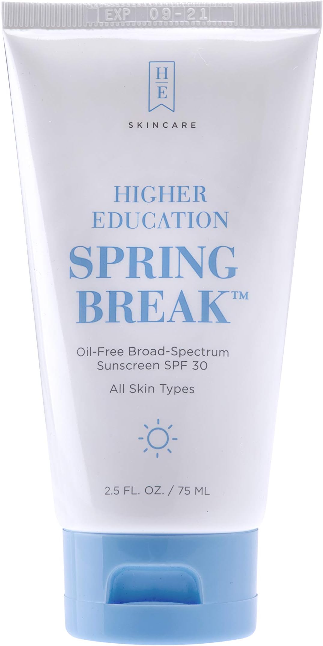 Higher Education Skincare: Spring Break SPF 30 - Oil-Free Sunscreen with Microfine Zinc Offering Broad Spectrum Sunscreen Protection from UVA/UVB; With Aloe Vera and Super Antioxidants - 2.5 fl. oz.