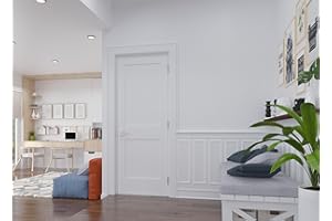 RESO 32 in. x 80 in. Right-Handed Solid Core Prehung Interior Door White Primed Smooth Texture Double Panel with Black Hinges