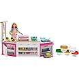Barbie Kitchen Playset with Doll, Lights & Sounds, Food Molds, 5 Dough Colors and 20+ Accessories