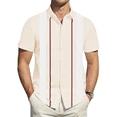 ZIBRAL Short Sleeve Stripes Shirts for Men Casual Button Down Dress Shirt S-3XL