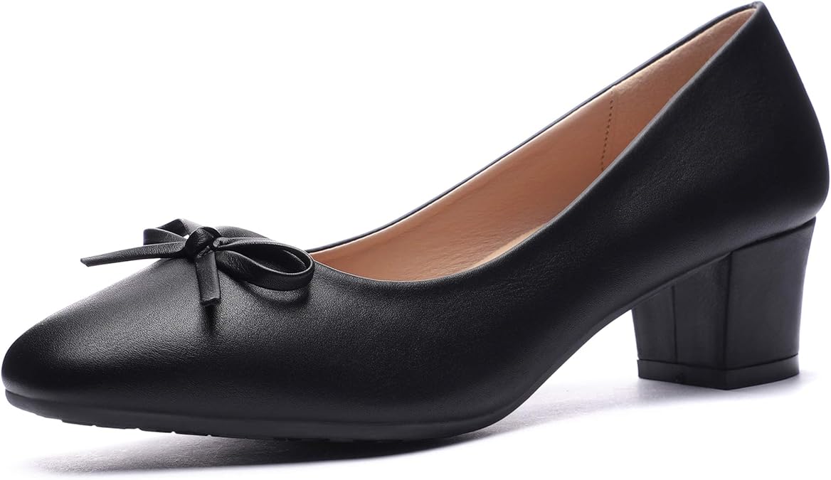 CINAK Women Pumps Bow Comfort Cute Low Chunky CINAK Women Pumps Bow Comfort Cute Low Chunky