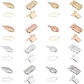UNICRAFTALE 32 Sets Multi-Strand Clasps 4 Styles Box Clasps 4 Colors Stainless Steel Chain Slide Clasp Lock Necklace Connector for DIY Jewelry Making Extenders Slide Lock Clasp