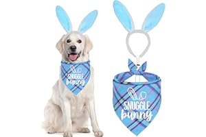 JOTFA Easter Dog Bandana Bunny Costumes, Easter Bunny Dog Headband Dog Easter Outfits Bandanas for Small Medium Large Dogs (Light Blue Snuggle Bunny)