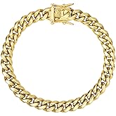 Cuban Link Chain Necklace/Bracelet for Men Women,14k Gold Plated 316 Thick Stainless Steel(Double Safety Clasp With 14K Stamp) , Hip Hop Jewelry Gift for Birthday/ Holiday(Valentines Day Anniversary Father's Day )