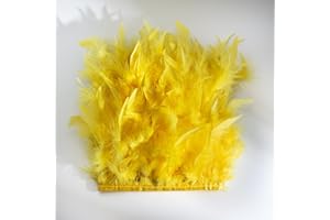 AMUSEDIY Yellow Turkey Feather Trim Fringe for DIY Dress Skirt Crafts，Feathers Trim by The Yard Width 4-6 inches Costumes Decoration per Pack of 2 Yards
