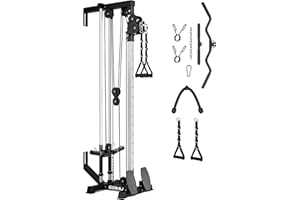 Goimu Wall Mount Cable Station, WM1 Cable Crossover Machine with 17 Positions, High and Low Cable Crossover Machine with Removable Footplate for Garage Home Gym