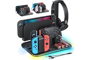 [Switch 2/1 Compatible] FASTSNAIL Charging Dock & Orgainzer Station for Nintendo Switch 2/1/OLED for Joycon, Switch 2 Storage
