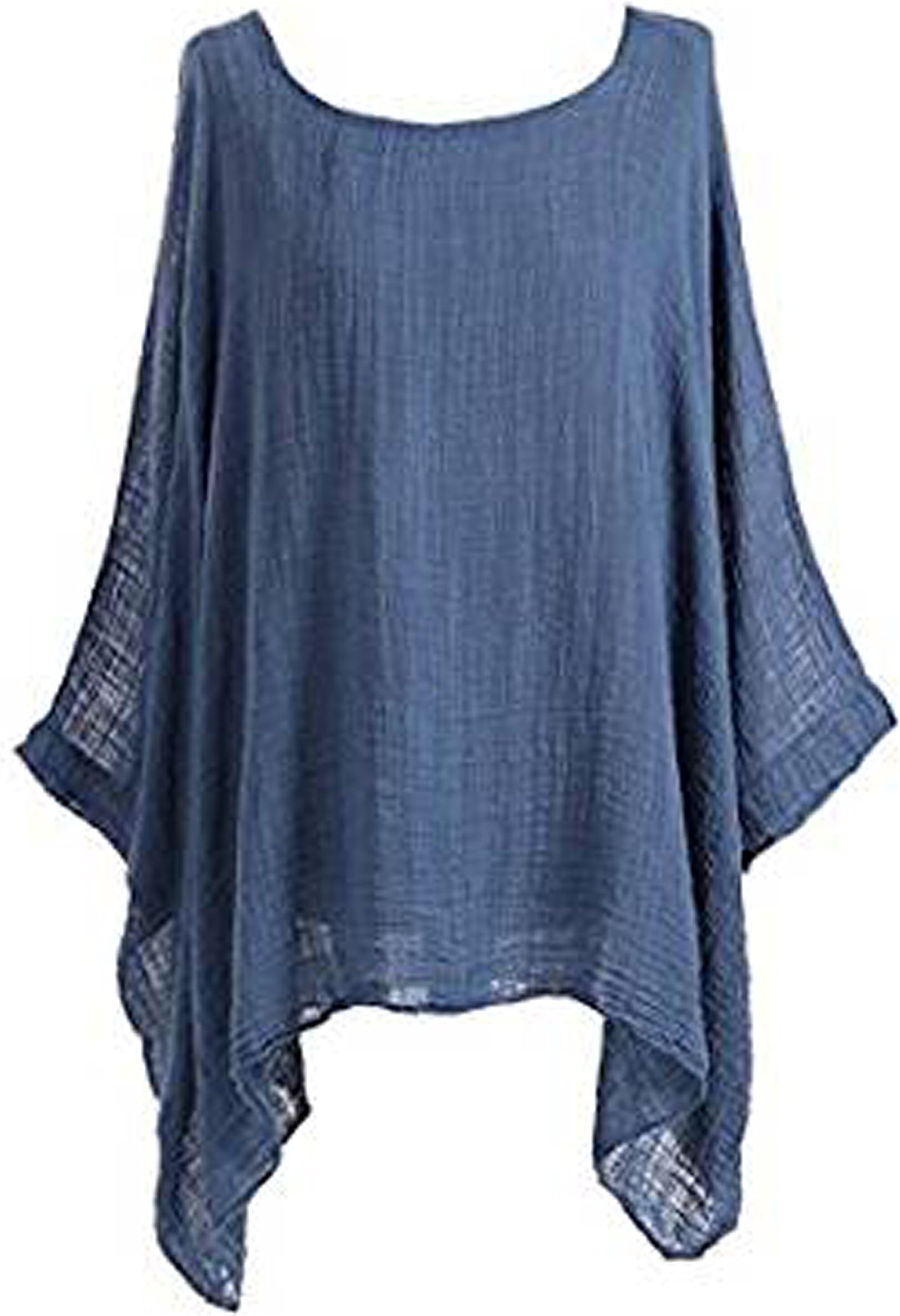 Ladies Cheese Cloth Loose Fit Batwing Cotton Kimono Sleeve Baggy Top Casual T-Shirt Summer Insert Vest Tops Plus Size UK 14-24