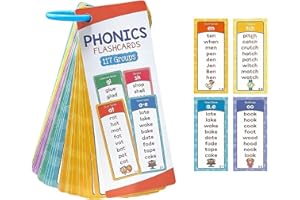 Phonics Flash Cards for Kids 60 Double-Sided Learning Card Educational Letters Digraphs Blends Words Colourful Early Reading 