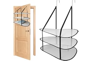 2pcs Sweater Drying Rack, 3 Tier Over The Door Folding Drying Rack with 4 Hooks Durable Fold Flat Dry Hanger Suitable for Bat