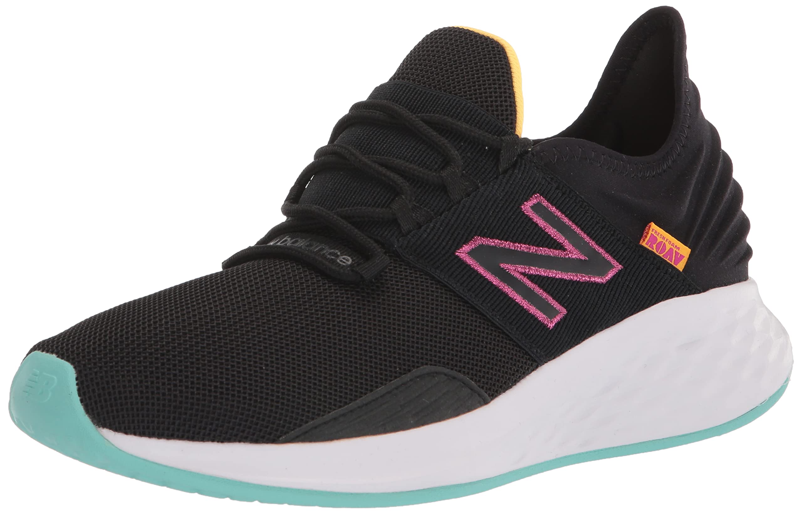 New Balance Women’s Fresh Foam Roav V1 Running Shoe, Black/Green/White, 5 Wide US