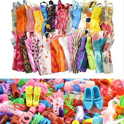 Thboxes 20PCS Casual Doll Skirts Sexy Short Sling Dresses + 20 Pairs of High Heel Shoes/ Boots for 27-30 cm Dolls Random Style