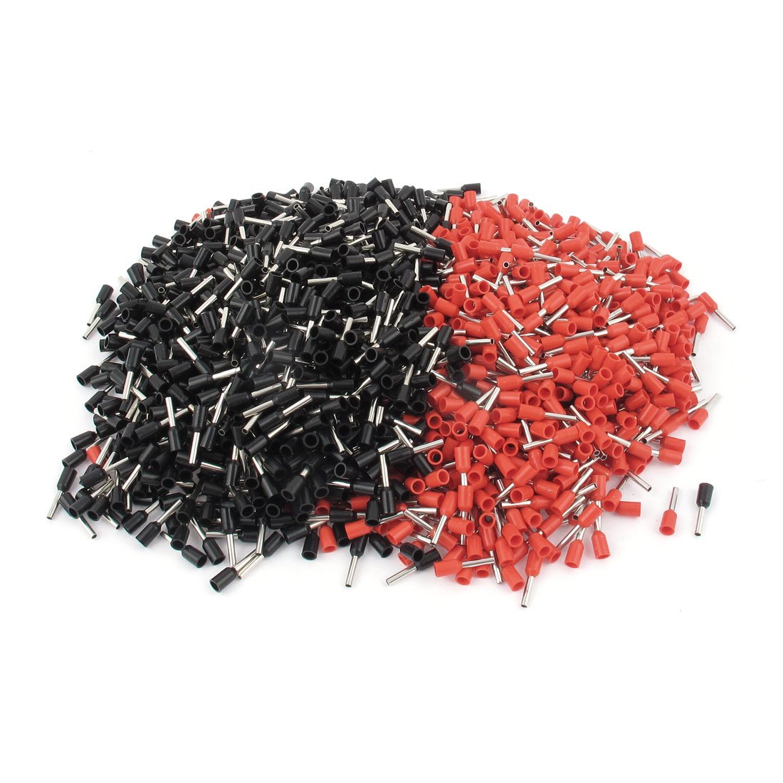 sourcing map 2000 Pcs Wire Crimp Connector Insulated Ferrule Red Black E1008 18AWG