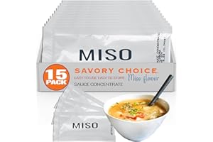 SAVORY CHOICE Reduced Sodium Miso Sauce Concentrate, 15 Packets (9.6g) - Vegan, Vegetarian, Gluten-Free, Diary-Free Sauce Concentrate