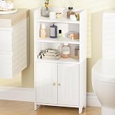 Small Bathroom Storage Cabinet, Bathroom Floor Cabinet with 2 Door, White | Toilet Paper Cabinet with Adjustable Shelf, Freestanding Bathroom Organizers for Small Spaces, 7.9" D x 14.6" W x 31" H