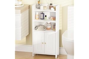BEWISHOME Bathroom Storage Cabinet, Small Floor Cabinet, Toilet Paper Cabinets with 2 Doors and Shelves, Bathroom Organizers 