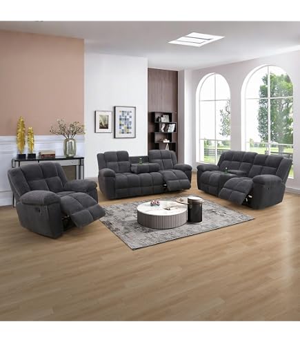 Amazon.com: SIENWIEY Manual Recliner Sofa Set for Living Room