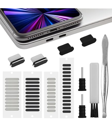Kit Protection IPhone 15 16 Lot De 5 Bouchons Anti-poussière USB C Pour IPhone 15/16, Comprend Une Prise De Port De Type C, Un Couvercle Anti- poussière Pour Haut-parleur Et Une Brosse De
