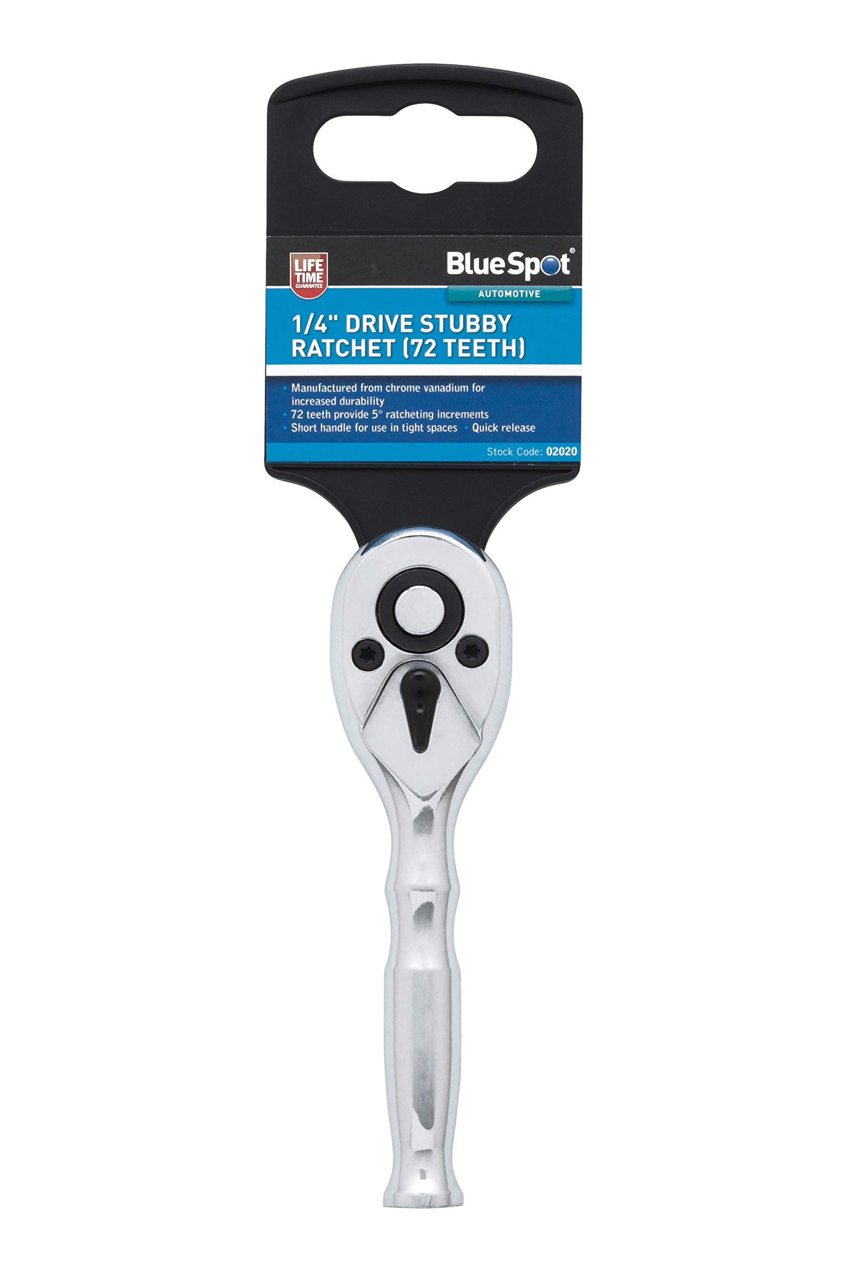 Bluespot 02020 1/4" Drive Stubby Ratchet (72 Teeth)