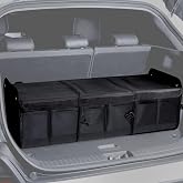 NINEDUCK 1680D 114L Extra-Large Collapsible Car Trunk Organizer with Lid | Water-repellent Oxford, rigid PP panels, 3 sections, 4 dividers, up to 22 storage areas, hook-and-loop base &amp; anchor straps