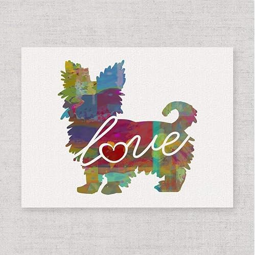 Amazon Com Yorkie Love Short Haired A Colorful Watercolor Style