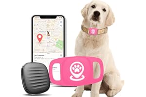 GBVP Dog Tracker Smart Pet Location Tracker with Collar Holder Pink, Personalized Smart Item Finder, MFi Certificated Dog Tracking Device, No Monthly Fee, Works with Apple Find My,Not GPS Tracker(iOS Only)