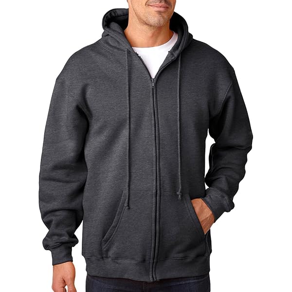 Bayside Men's Heavyweight Full Zip Hooded Sweatshirt, BLACK, X