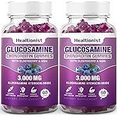 Healtionist 2 Packs 3000mg Glucosamine Chondroitin Gummies with MSM & Elderberry - Extra Strength Joint Health, Flexibility, Antioxidant Immune Support Supplement Gummy for Adults, Men & Women 120 Cts