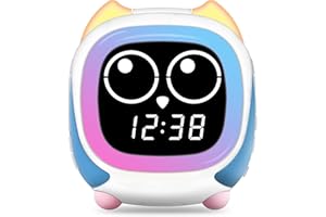 iTOMA Addo Kids Alarm Clock,Sunrise/Sunset Simulation Bedside Lamp, Grow Children's Clock Trainer and Bluetooth Music Player,White Noise Sleep Sounds Wake Up Clock Owl CKS912