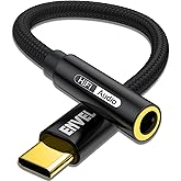 ENVEL USB C to 3.5mm Headphone Jack Adapter, 1-Pack Type C to Aux Audio Dongle Cable Cord Compatible with iPhone 16 15 Pro Ma